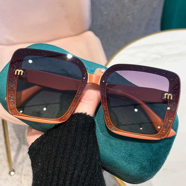 

new large slim for women's uv protection square set shiny pink frame fashion net red sunglasses, White;black
