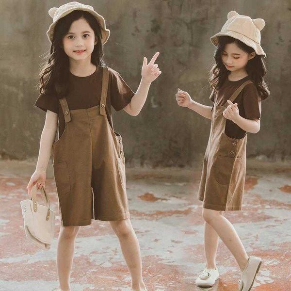

clothing sets children summer girls linen jumpsuit romper for kids baby girls wide leg pants overalls jumpsuit 2pcs set 4 5 6 8 10 12 years, White