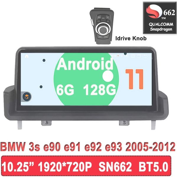 

android 11 snapdragon 1920*720p 6g 128g car auto radio player multimedia for e90 e91 e92 e93 idrive bt5.0 wifi carplay video gps