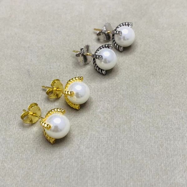 

retro jewelry inlaid designer earrings women pearl earring twisted wire for with imitation high woman design for ladies wedding anniversary, Golden;silver