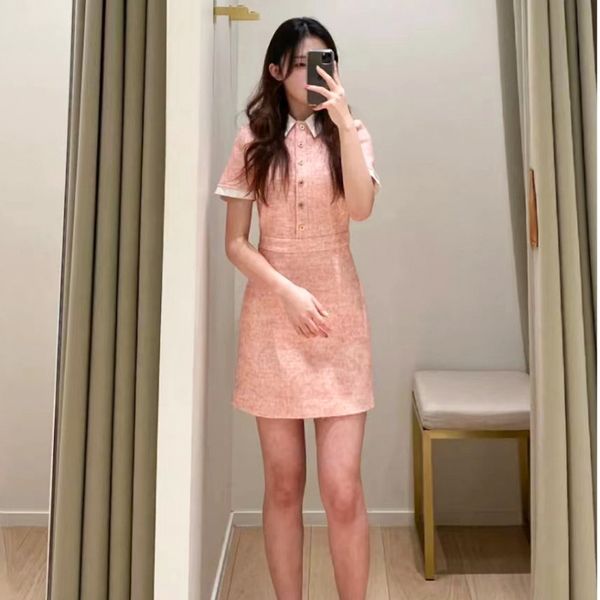 

casual dresses -aje lapel tweed knit dress ladies fashion2023new, Black;gray