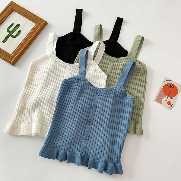 

women's tanks camis heliar women cute crop button up tank sweet with buttons ruffles women 2023 summer aa230515, White