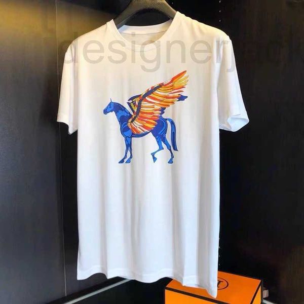 

luxury short sleeve t shirt h designer t shirt fashion pegasus print pattern tee mens womens cotton pullover oversize t-shirt 5xl 7310, White;black