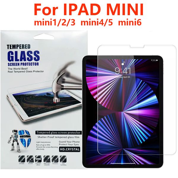 

0.4mm 2.5d 9h tempered glass screen protector for ipad mini 6 5 4 3 2 1 i pad mini6 mini5 mini4 mini3 mini2 with retail package white bag