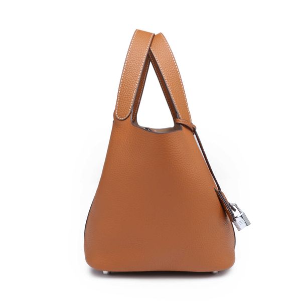 

authentic totes picotin womens luxury bags h familys new vegetable basket bag portable bucket female litchi pattern handmade wax line togo l