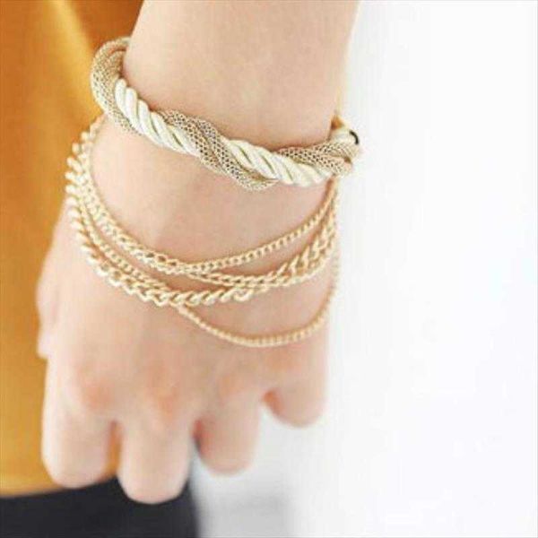 

1006 woven womens bracelet website fashion multi layer ornament, Golden;silver