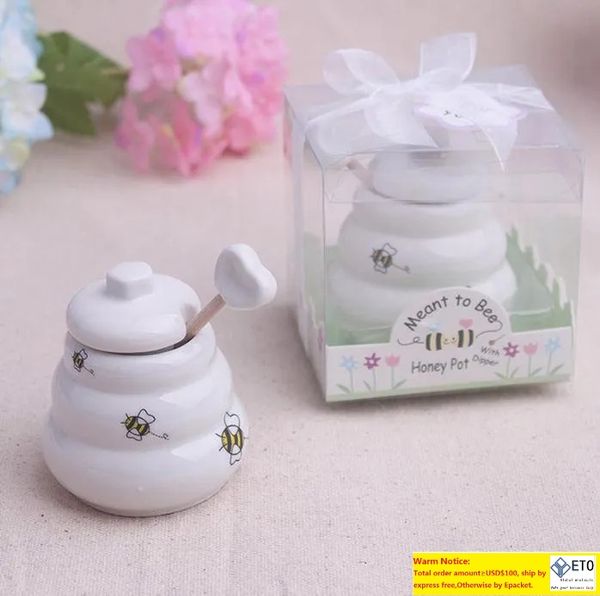 

100 pcs ceramic meant to bee honey jar honey pot wedding favors baby shower favors sn802