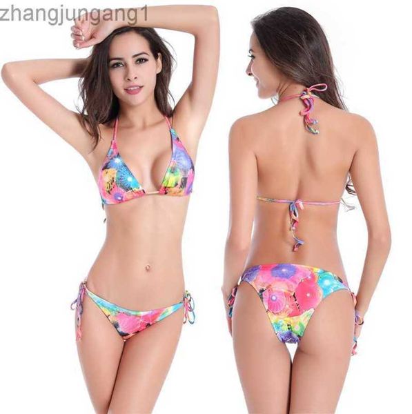

designer fashion swimwear women's 2023 starry flowers women's classic printed bikini t shirt, White;black