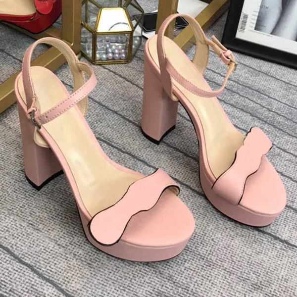 

women designer platform sandals luxury high heels metallic laminate leather middle high heel sandal summer wedding shoes dress shoe size 35-, Black
