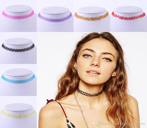 

whole new fashion cute girls stretch retro tattoo choker women vintage elastic punk necklaces jewelry wedding party friends gi7208491, Golden;silver