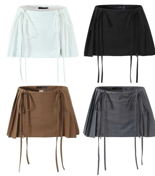 

2023 new spring summer women female polyester brand skirt black skirts ruffle