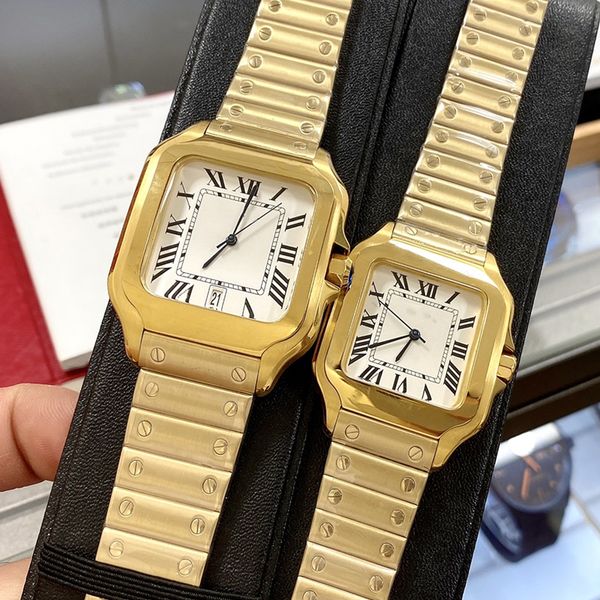 

gold tank mens watches square 39mm blue rubber and 904l stainless steel mechanical watches case bracelet fashion date watch male lady 35mm w, Slivery;brown