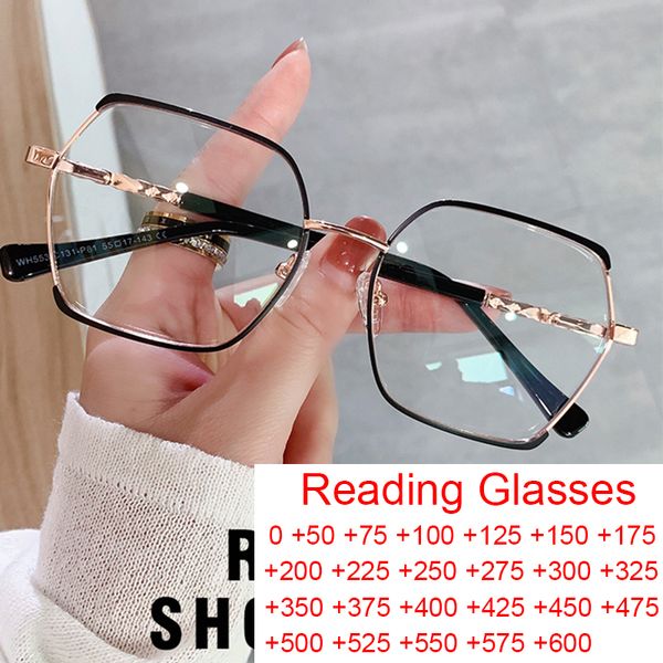 

reading glasses oversized square polygon computer glasses women men fashion anti reflective blue ray protection reading glasses 0.5 1.5 2305