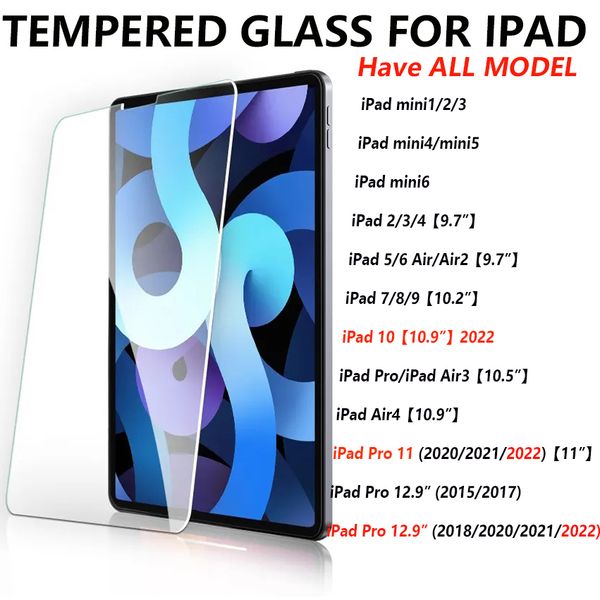 

0.4mm 9h ipad tempered glass screen protector for apple ipad 10 9 8 7 6 5 4 3 2 1 ipad mini mini6 ipad air 2 3 4 ipad pro 12.9 2022 in opp b