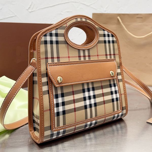 

handbag messenger burbrery women bag check style plain letter lady purse tartan shoulder tote bags leather handle canvas patchwork pocket to
