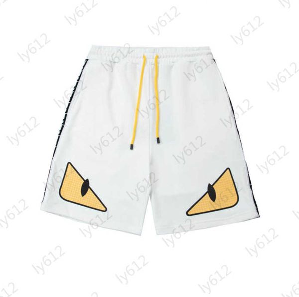

mens designer shorts summer white classic monster eye print brand letter logo ribbon decorative design embroidery cotton elastic waist boys, White;black
