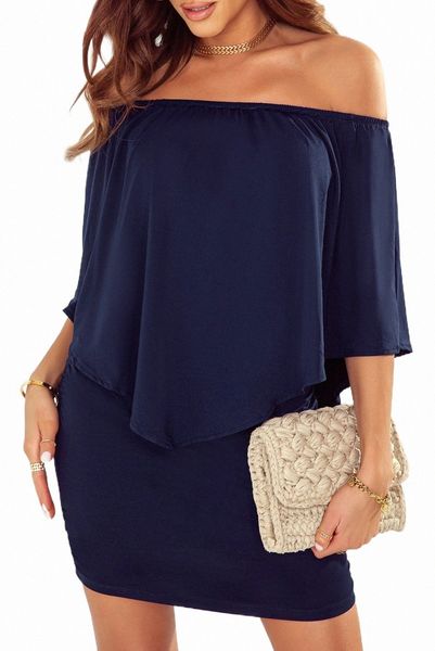 

multiple dressing layered dark blue mini poncho dress r0rp#, Black;pink