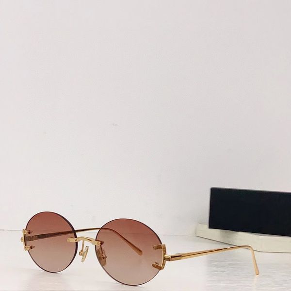 

2023 brand fashion designer summer design sunglasses for men and women summer style anti-ultraviolet retro plate metal frameless glasses ran, White;black