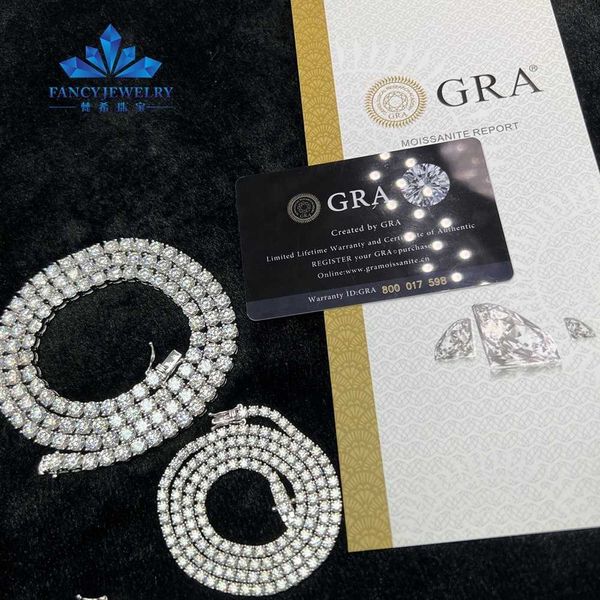 

moissanite 925 sterling silver tennis bracelet vvs chain gra certified