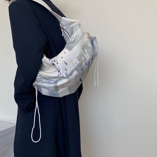 

evening bags desain fashion tas bahu kanvas wanita motif tali kolor kapasitas besar tangan jinjing kasual perjalanan siswa 230516