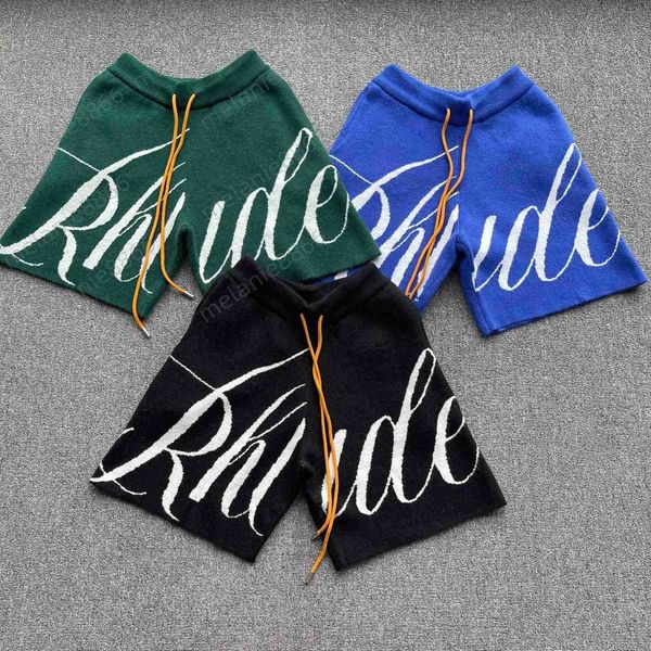 

mens shorts summer jacquard knitted loose breeches rhude men women version drawstring drawstring streetwear, White;black