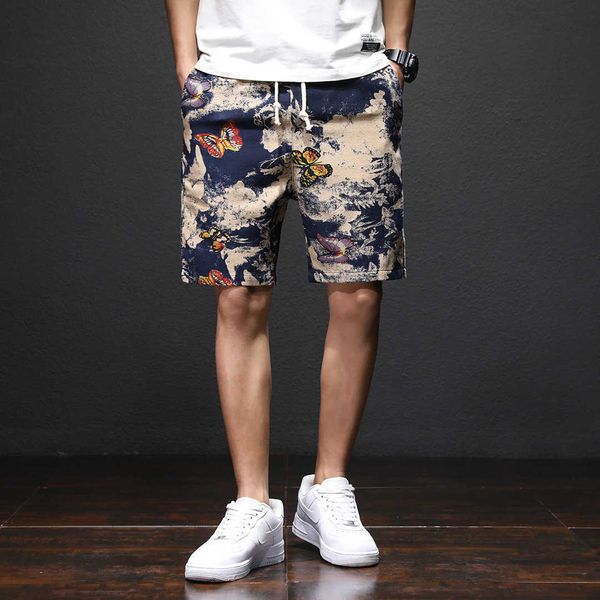 

men's clothing ethnic style casual shorts seaside beach pants five point tide brand summer large medium, White;black