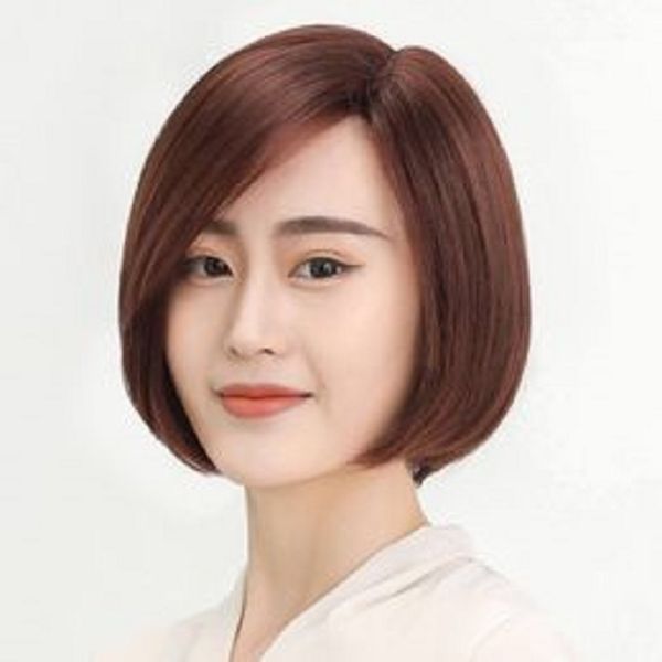 

wigs bobo full head short split round face collarbone poepoe full head, Black