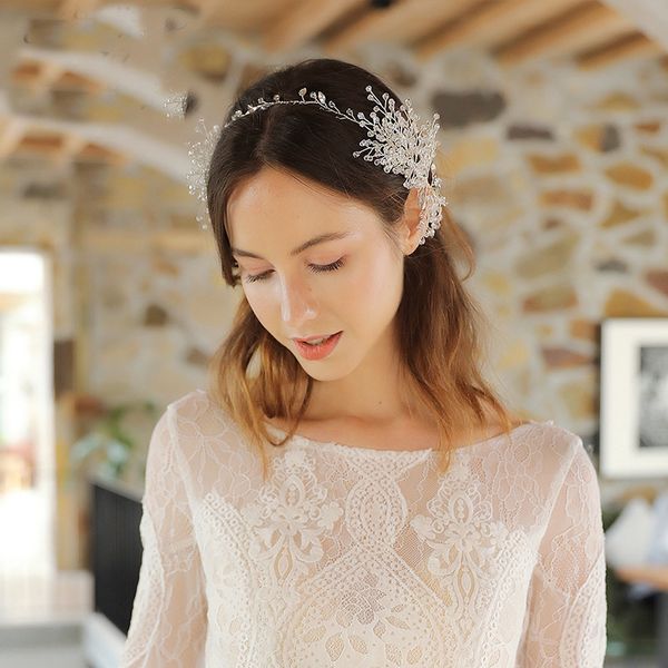 

fd-0006-a bridal headwear pearl rhinestone hair hoop alloy twisted flower hair hoop antique style p hair accessory crystal coil hair comb, Silver