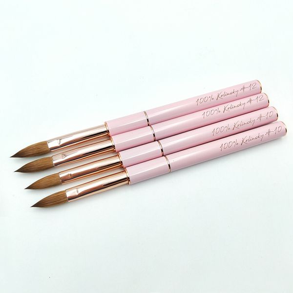

nail brushes kolinsky sable acrylic brush crimped with cap pink handle size 8 10 12 for powder manicure sculpting s tool 230515, Yellow