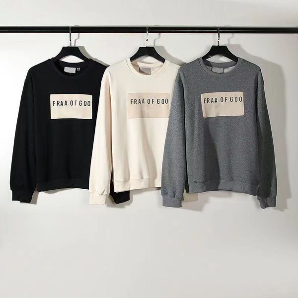

es s women hoodie designer hoodies womens long sleeved high street trendy brand round neck patch letter printed sweater milk white loose cas, Black