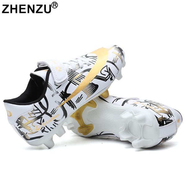 

safety shoes zhenzu size 30-37 turf soccer shoes kids football boots boys girls soft ground cleats sport sneakers chuteiras de futebol 23051, Black;brown