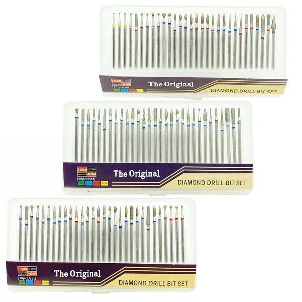 

nail art equipment 30pcsset professional milling cutter electric rotary manicure machine accessoires diamond drill bits set tools 230515, Silver