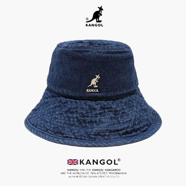 

wide brim hats kangol kangaroo embroidery retro do old washed cowboy fisherman hat male and female couples same style street trend basin hat, Blue;gray