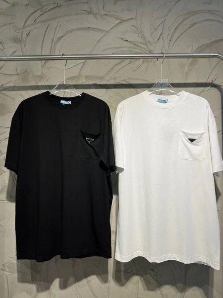 

23 new pocket label fashion out of the street essential short-sleeved t-shirt temperament collocation men and women can wear the top, White;black