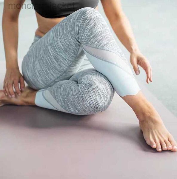 

desginer yoga leggings spring/summer pants nude brushed octagon pants with mesh wave feet hem high waist pants for women, Black