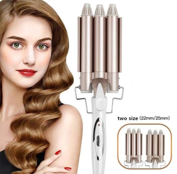 

curling irons professional iron ceramic triple barrel hair styler waver styling tools 110220v curler electric 2210312462857