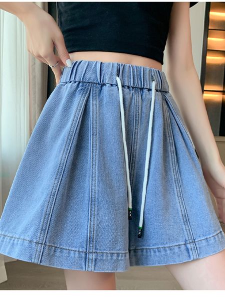 

women's shorts surmiitro m-6xl plus size denim shorts women summer korean fashion blue casual high waist short pants jeans female 23051, White;black