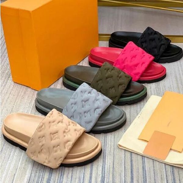 

eur36-45 man luxury pool pillow mules women sandals sunset flat comfort mules padded front strap slippers genuine leather fashionable slides, Black