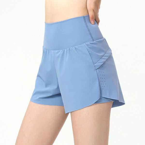 

lu women sports yoga shorts outfits high waist sportswear breathable exercise fitness wear short pants girls running elastic with inner lini