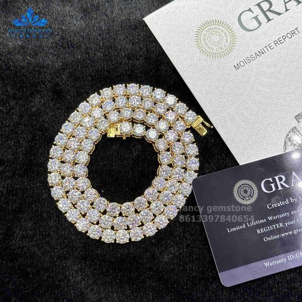 

factory wholesale iced out 925 vvs moissanite tennis chain bracelet necklace 3mm 4mm 5mm 6mm 8mm chains customized 10k 14k gold, Silver