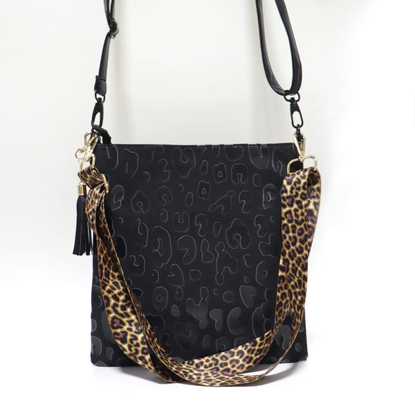 

drop shipping black leopard messenger bag ga warehouse canvas tassel crossbody bags with two straps outdoor women purse overnight weekend to