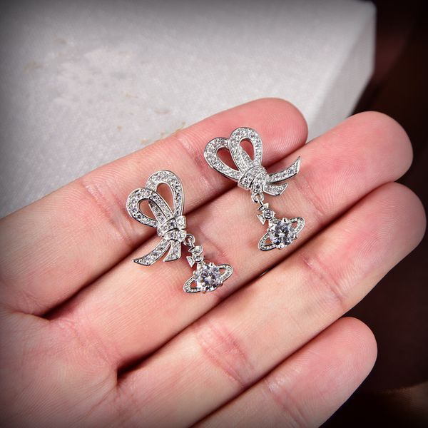 

designer stud earrings vivian luxury women fashion high-quality jewelry gold earing pearl earring cjeweler westwood woman 5544, Golden;silver