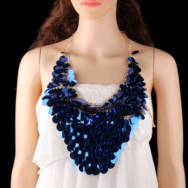 

popular laser sequins necklace bikini belly dance accessories body chain, Silver