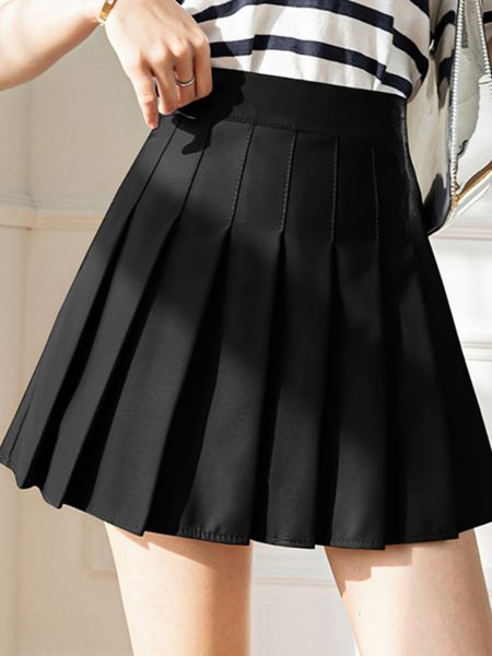 

skirts zoki white women pleated summer high waist zipper girls dancing jk mini black fashion student a line faldas 230516