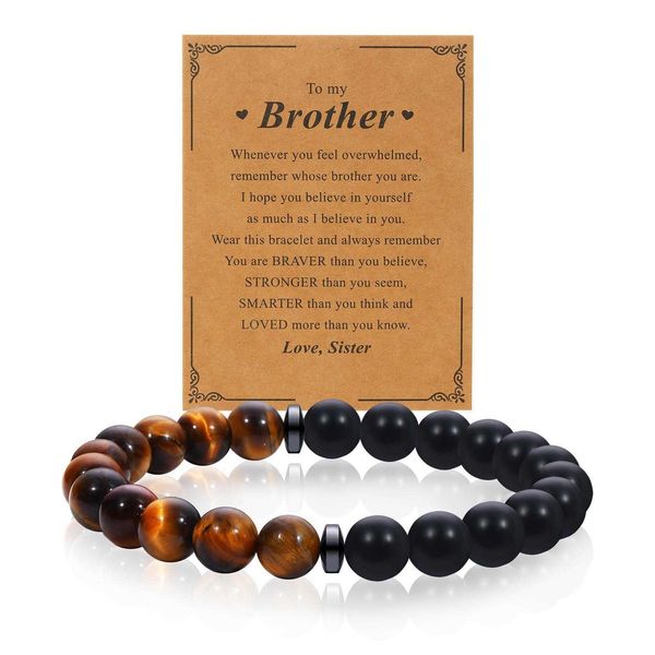 

tigereye black frosted beaded bracelet strands christmas for son brother men