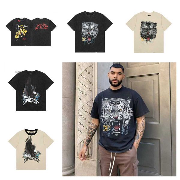 

men's t summer classic represent sleeve high street loose retro couple round neck t-shirt women xo2n, White;black
