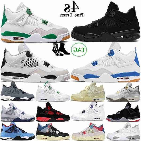 

with box designer pine green 4 4s retro basketball shoes military black cats midnight navy university blue bred sail white oreo cactus jack