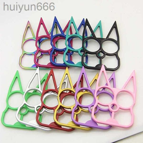 

multifunctional defense cat keychain cartoon cats finger tiger set two buckle self-defense broken windows machine buckle pendant for women m, Silver