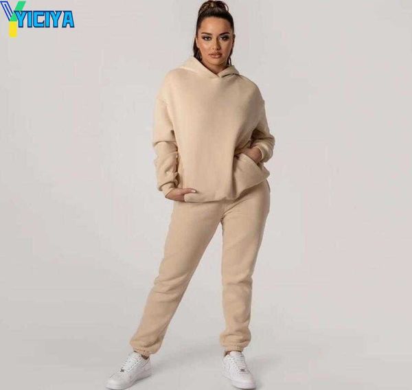 

yiciya casual tracksuit for women slim 2 piece set winter and pants plus cashmere ensemble femme suevetemrnt women039s tracksuits, Gray