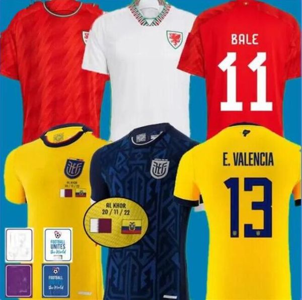 

22 23 ecuador wales soccer jerseys bale wilson allen johnsin world national team cup rodon vokes football shirts kids kit uniforms match day, Black;yellow